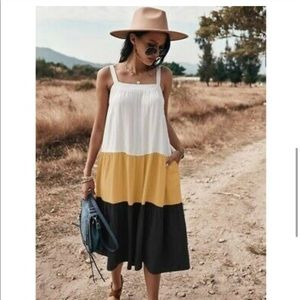 Anthropologie Maeve Ashleigh Colorblock Tiered Midi Dress